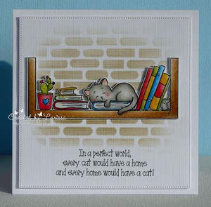 Stamp of the month - Cat in bookshelf - Larissa