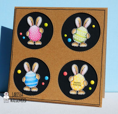 Bunnies with eggs  in Circles- Digital Stamps - Larissa