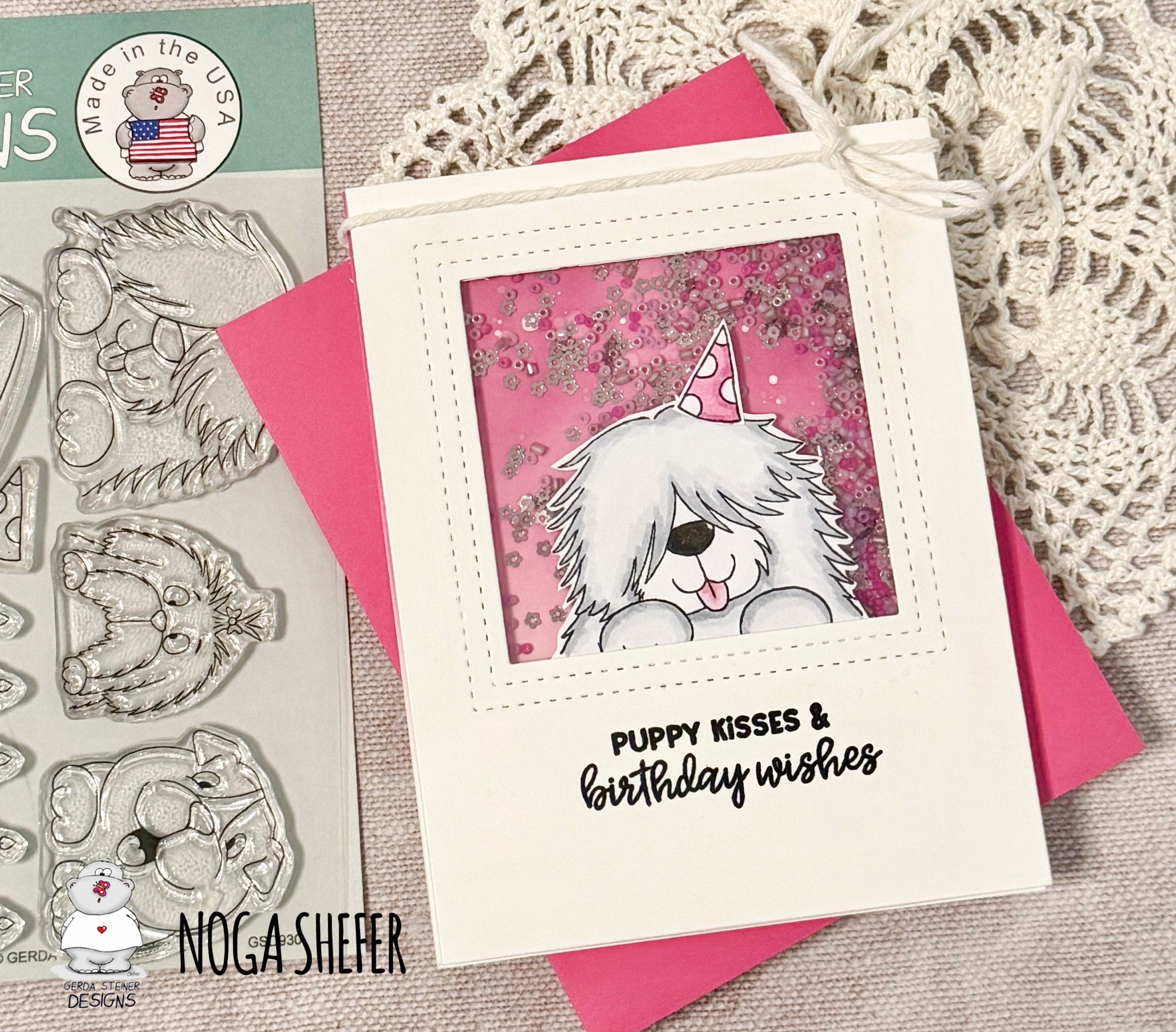 Puppy Kisses - Shaker Card by Noga