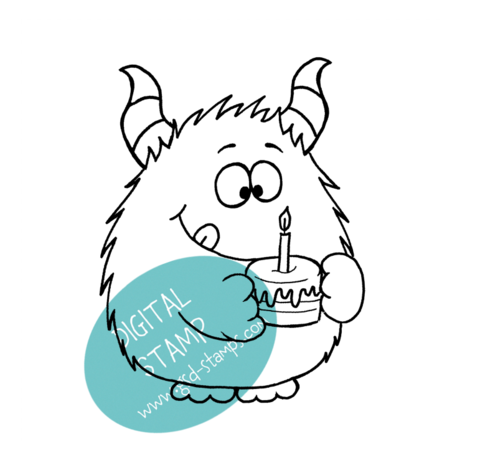 August's Challenge - I didn't eat it (yet)! - Birthday Monster Digital Stamp
