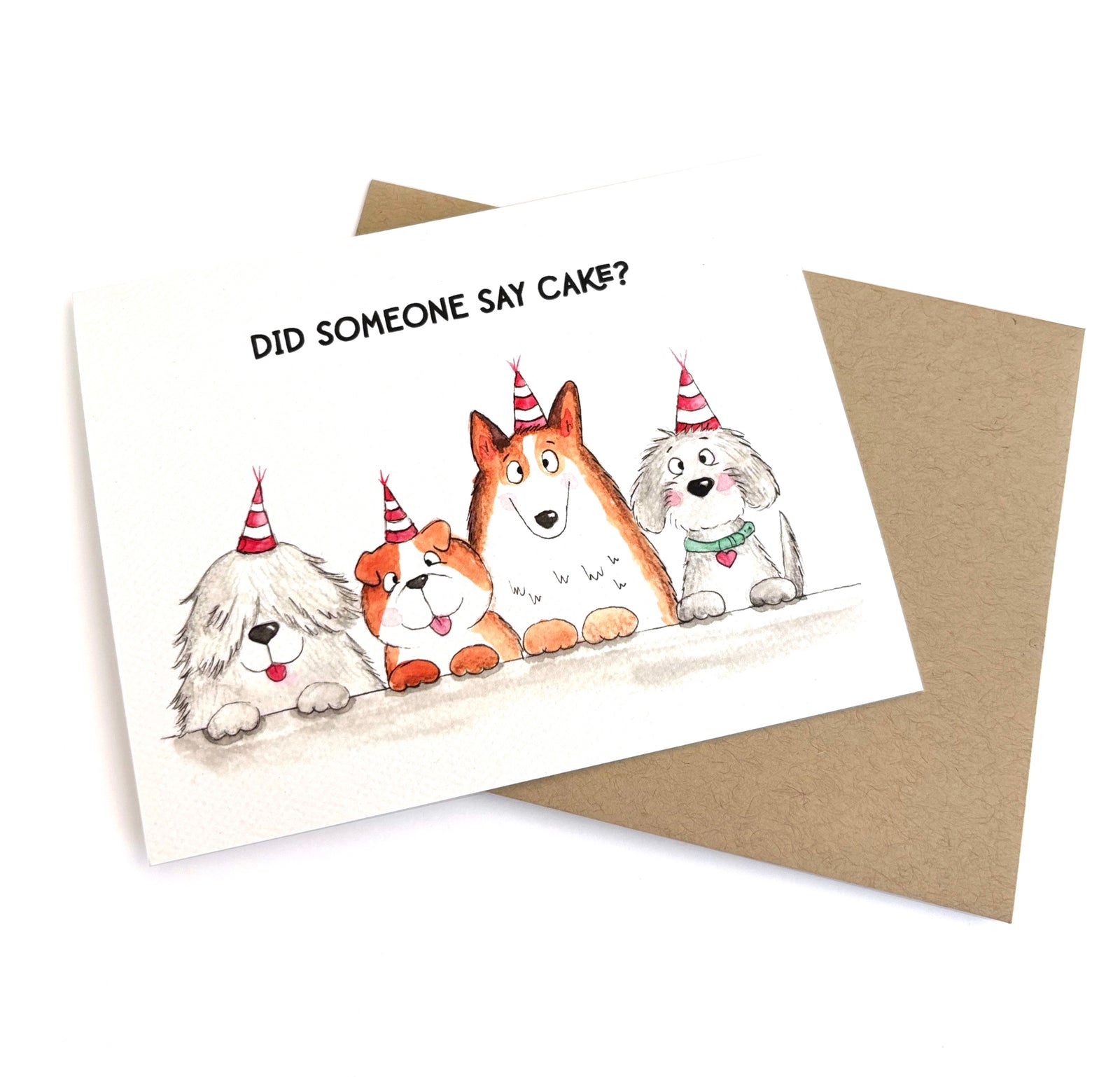 Puppies and Cake Greeting Card