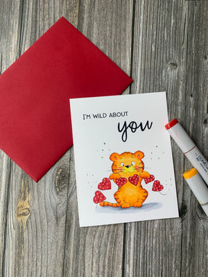 Tiger with Hearts - Printable Greeting Cards Set - GSD856