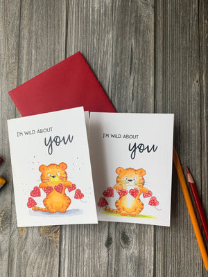 Tiger with Hearts - Printable Greeting Cards Set - GSD856