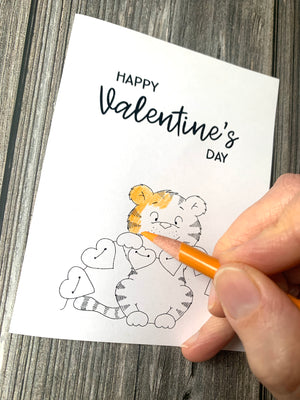 Tiger with Hearts - Printable Greeting Cards Set - GSD856