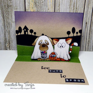 Dog Dressed as Ghost- Digital Stamp - Clearstamps - Clear Stamps - Cardmaking- Ideas- papercrafting- handmade - cards-  Papercrafts - Gerda Steiner Designs