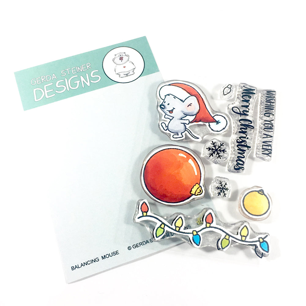 Balancing Mouse 3x4 Clear Stamp Set - Clearstamps - Clear Stamps - Cardmaking- Ideas- papercrafting- handmade - cards-  Papercrafts - Gerda Steiner Designs