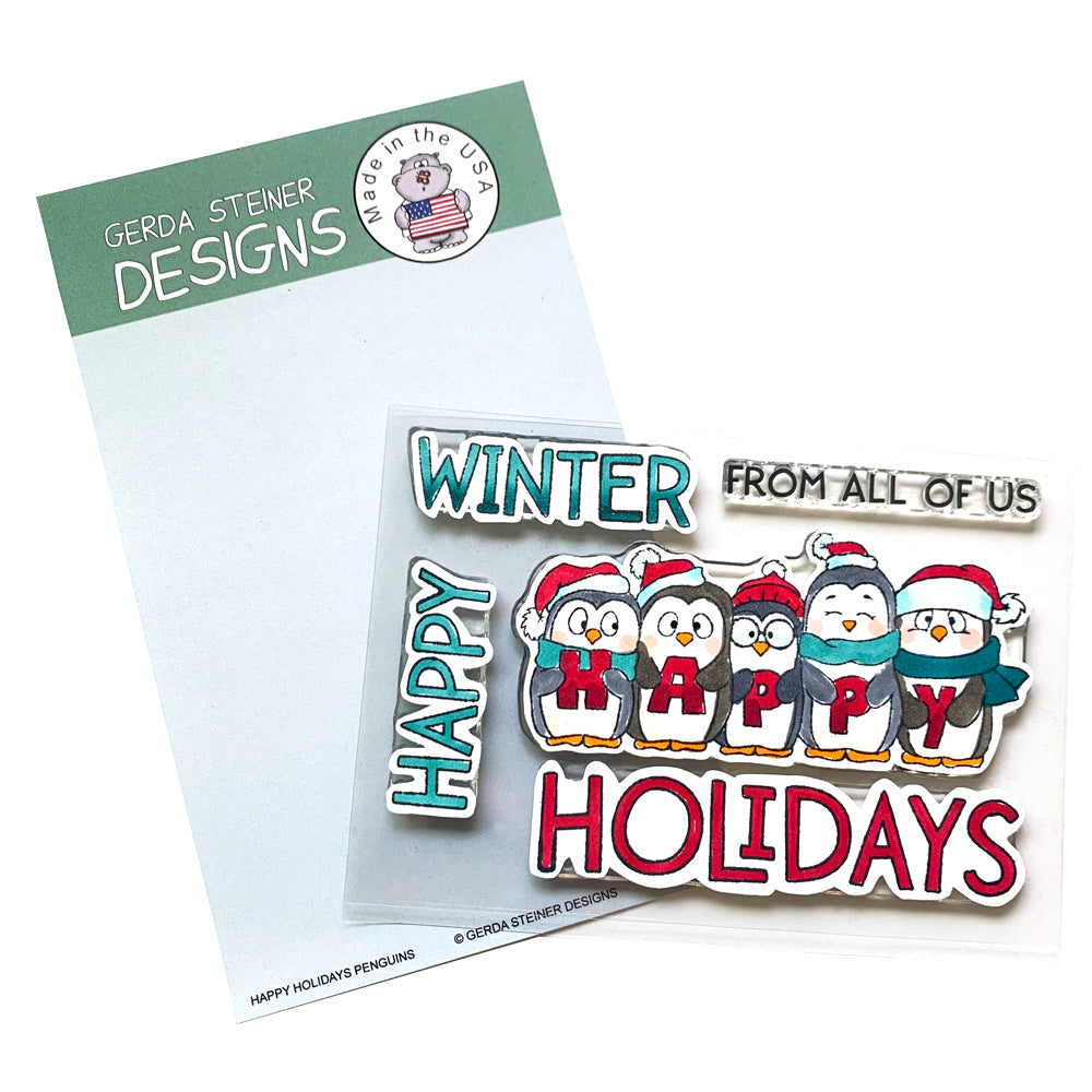 Happy Holidays Penguin 4x6 Clear Stamp Set