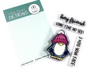 Long Time No See Penguin 3x4 Clear Stamp Set - Clearstamps - Clear Stamps - Cardmaking- Ideas- papercrafting- handmade - cards-  Papercrafts - Gerda Steiner Designs