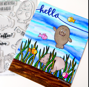 Oh Manatee 4x6 Clear Stamp Set - Clearstamps - Clear Stamps - Cardmaking- Ideas- papercrafting- handmade - cards-  Papercrafts - Gerda Steiner Designs