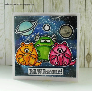 Monster Fun 4x6 Clear Stamp Set - Clearstamps - Clear Stamps - Cardmaking- Ideas- papercrafting- handmade - cards-  Papercrafts - Gerda Steiner Designs